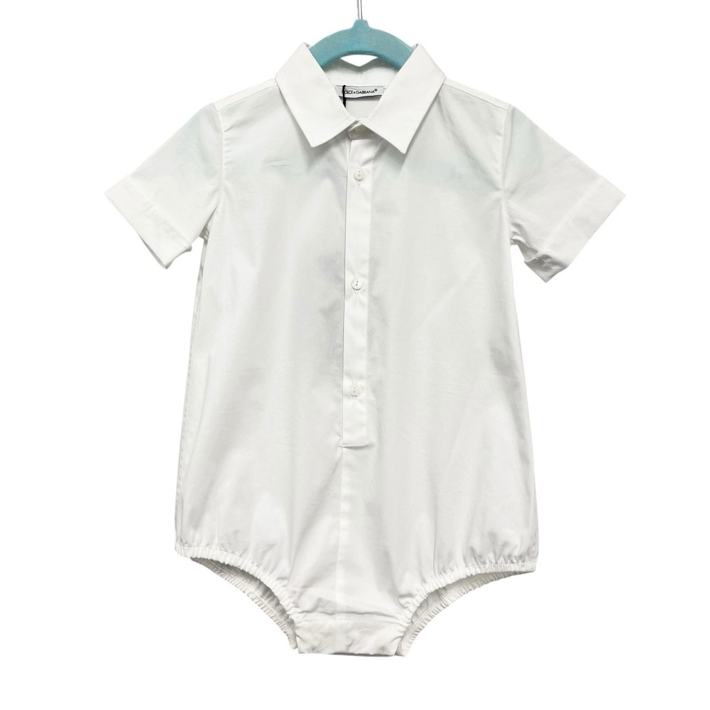 Dolce & Gabbana NEW Baby 12-18 Months White Cotton Button Front Bubble Romper